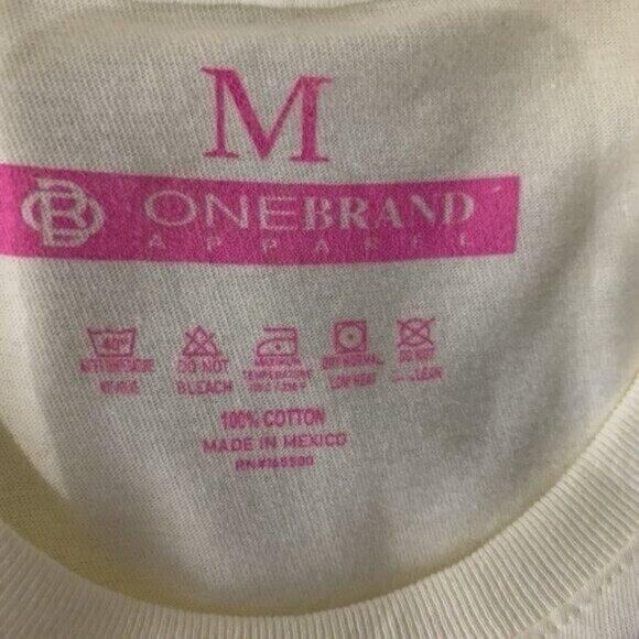 OneBrand Crop Top Medium Ivory Short Sleeve Graphic Y2K Retro Tee - Picture 4 of 4